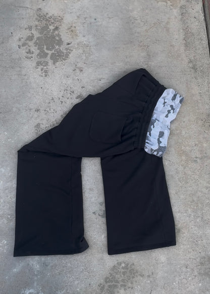 snow camo layered sweatpants